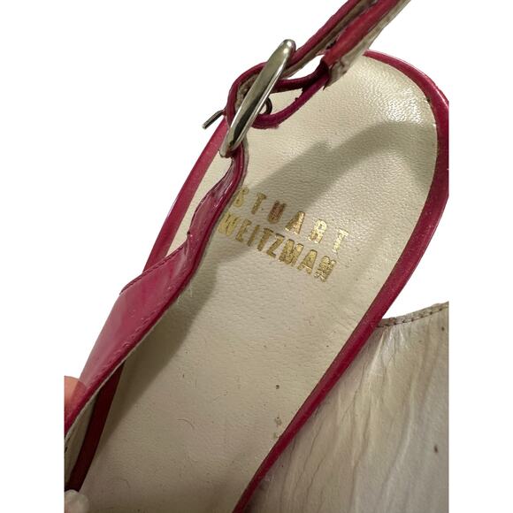 Stuart‎ Weitzman barbiecore hot pink patent leather slingback size 8 N - Picture 4 of 8